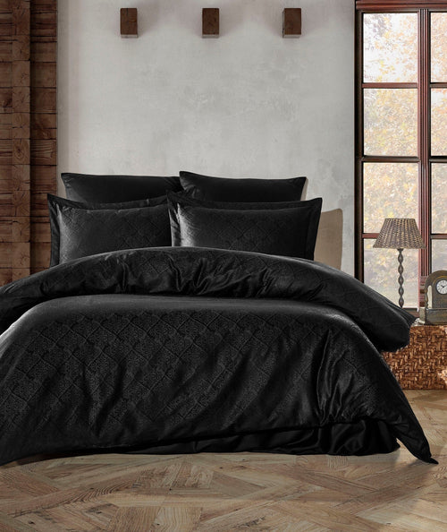 Asir Biancheria Da Letto Di Cotone Raso Harley Nero, 200 x 220 cm