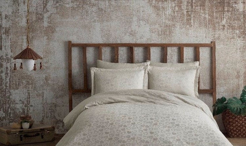 Asir Biancheria Da Letto Di Cotone Raso Heart Cappuccino, 200 x 220 cm