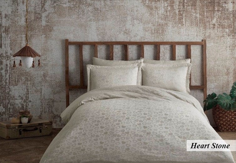 Asir Biancheria Da Letto Di Cotone Raso Heart Cappuccino, 200 x 220 cm