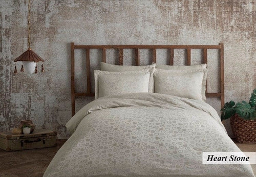 Asir Biancheria Da Letto Di Cotone Raso Heart Cappuccino, 200 x 220 cm