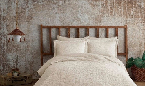 Asir Biancheria Da Letto Di Cotone Raso Heart Crema, 200 x 220 cm