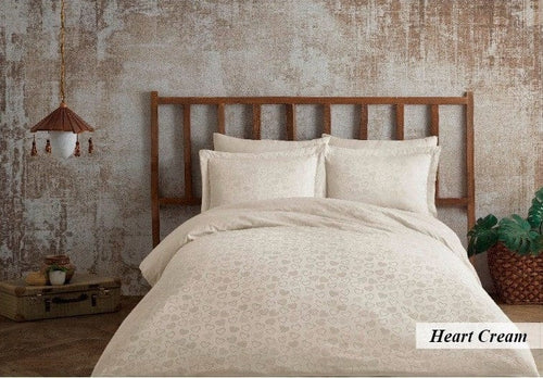 Asir Biancheria Da Letto Di Cotone Raso Heart Crema, 200 x 220 cm