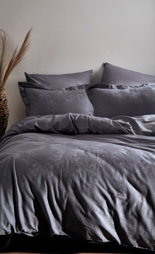 Asir Biancheria Da Letto Di Cotone Raso Hoten Grigio, 200 x 220 cm