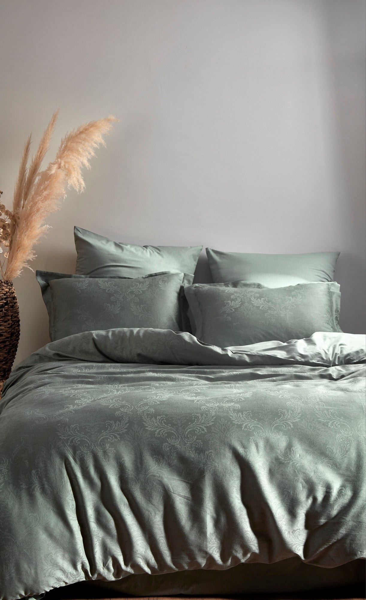 Asir Biancheria Da Letto Di Cotone Raso Hoten Verde, 200 x 220 cm