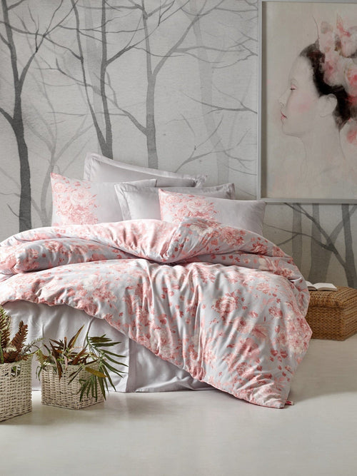 Asir Biancheria Da Letto Di Cotone Raso Jardin Arancia, 200 x 220 cm