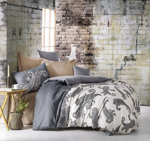 Asir Biancheria Da Letto Di Cotone Raso Jerome Grigio, 200 x 220 cm