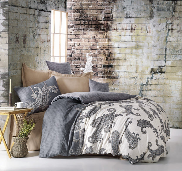 Asir Biancheria Da Letto Di Cotone Raso Jerome Grigio, 200 x 220 cm