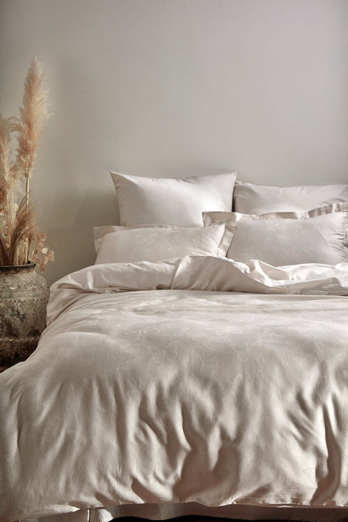 Asir Biancheria Da Letto Di Cotone Raso Kelebek Crema, 200 x 220 cm