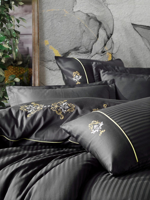 Biancheria Da Letto Di Cotone Raso King Antracite, 200 x 220 cm (1)