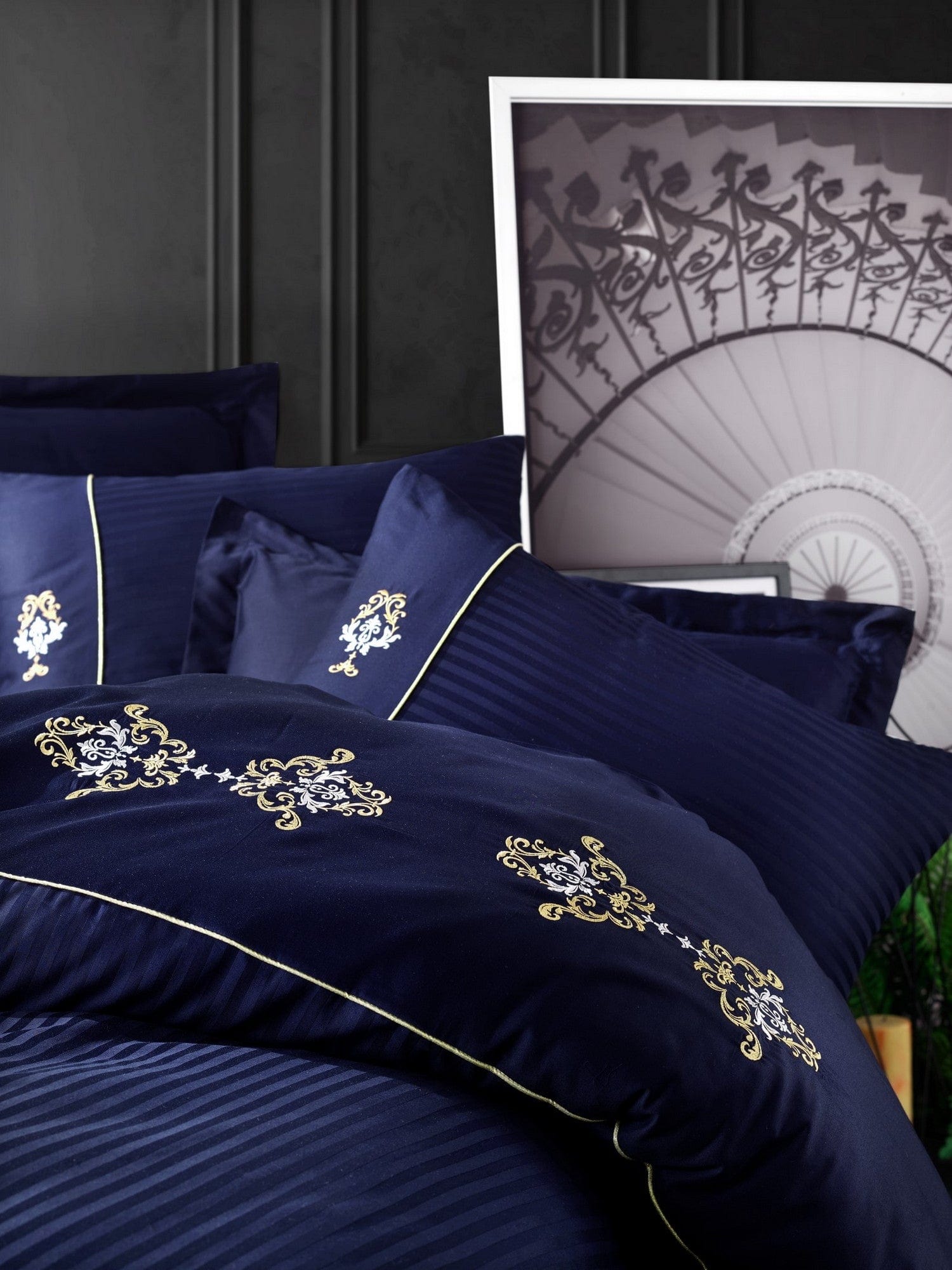 Biancheria Da Letto Di Cotone Raso King Blu, 200 x 220 cm