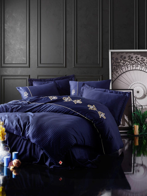 Biancheria Da Letto Di Cotone Raso King Blu, 200 x 220 cm (1)