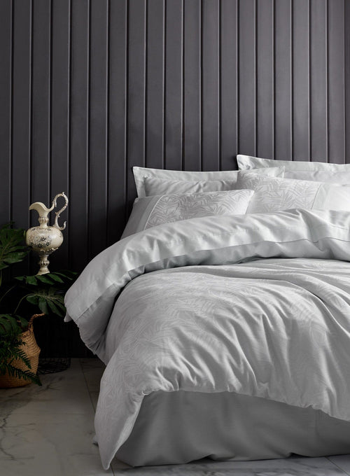 Asir Biancheria Da Letto Di Cotone Raso Leaf Bianco, 200 x 220 cm