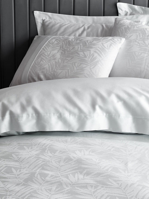 Biancheria Da Letto Di Cotone Raso Leaf Bianco, 200 x 220 cm (1)