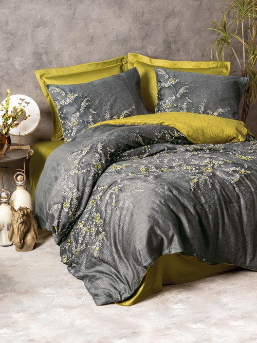 Asir Biancheria Da Letto Di Cotone Raso Libby Antracite, 200 x 220 cm