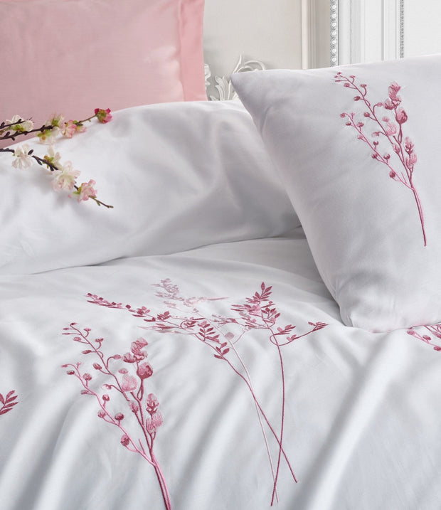 Biancheria Da Letto Di Cotone Raso Lisa Bianco, 200 x 220 cm (1)