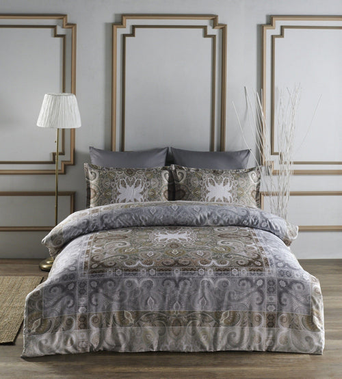 Biancheria Da Letto Di Cotone Raso Lucianna Grigio, 160 x 220 cm