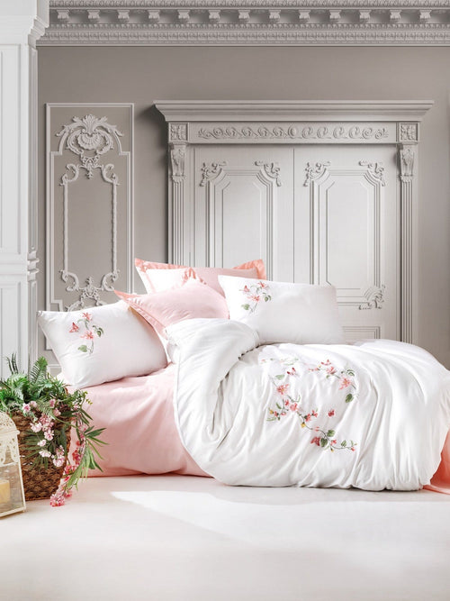 Biancheria Da Letto Di Cotone Raso Luna Bianco, 200 x 220 cm