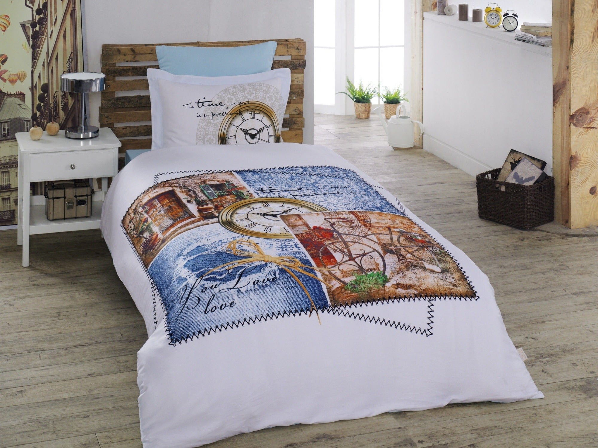 Asir Biancheria Da Letto Di Cotone Raso Marine Multicolore, 160 x 220 cm