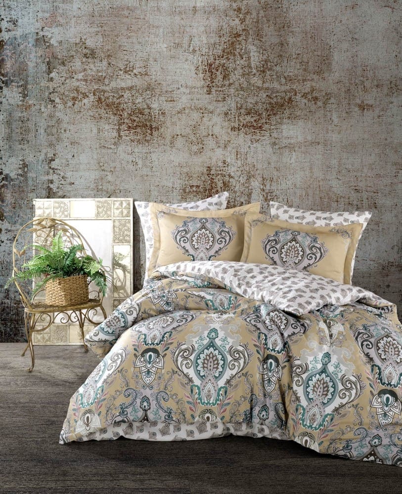 Asir Biancheria Da Letto Di Cotone Raso Mavarova Giallo, 200 x 220 cm