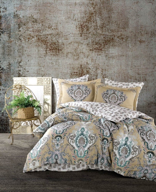 Asir Biancheria Da Letto Di Cotone Raso Mavarova Giallo, 200 x 220 cm