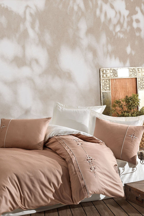 Asir Biancheria Da Letto Di Cotone Raso Mina Beige, 200 x 220 cm