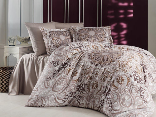 Asir Biancheria Da Letto Di Cotone Raso Monte Carlo Marrone, 200 x 220 cm