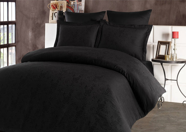 Asir Biancheria Da Letto Di Cotone Raso Nev Nero, 200 x 220 cm