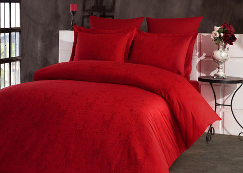 Asir Biancheria Da Letto Di Cotone Raso Nev Rosso, 200 x 220 cm