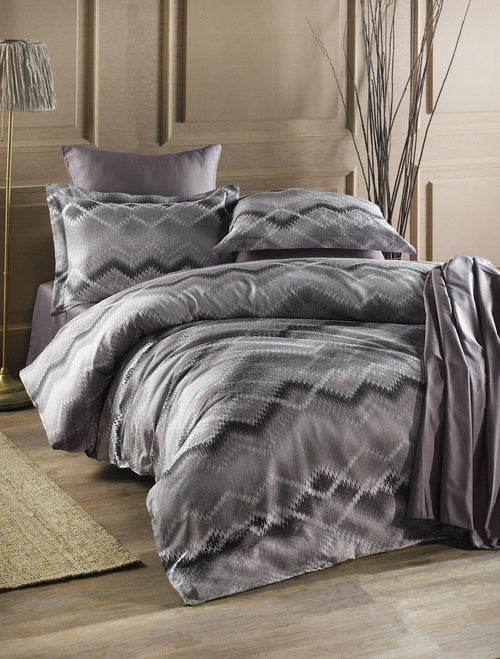 Asir Biancheria Da Letto Di Cotone Raso Onzino Grigio, 200 x 220 cm