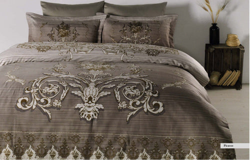 Asir Biancheria Da Letto Di Cotone Raso Picasso Beige, 200 x 220 cm