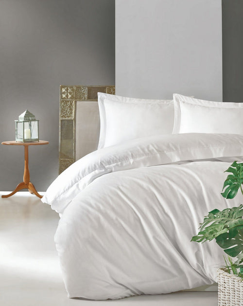 Asir Biancheria Da Letto Di Cotone Raso Premium Elegant Bianco, 200 x 220 cm