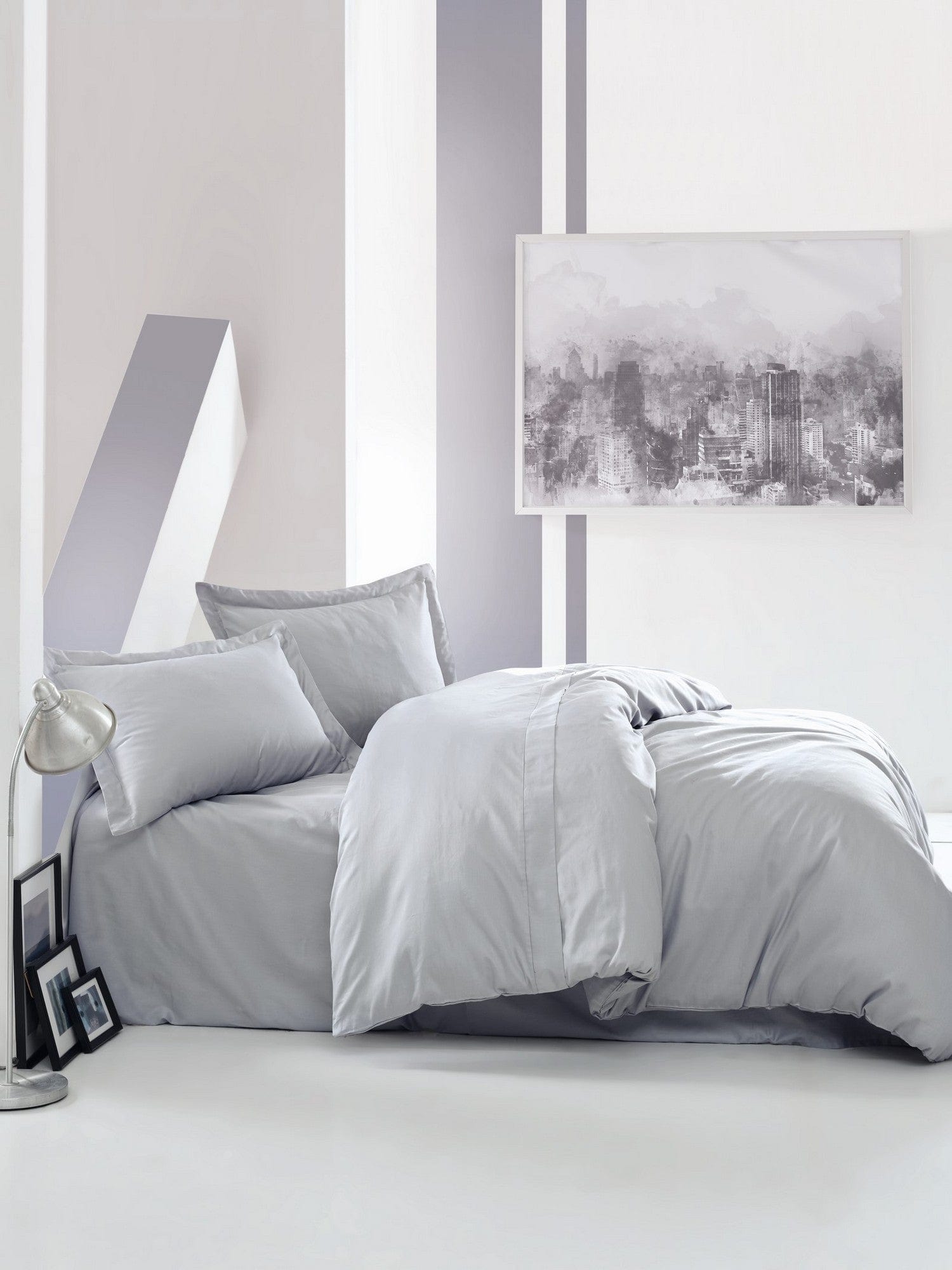 Asir Biancheria Da Letto Di Cotone Raso Premium Elegant Grigio, 200 x 220 cm