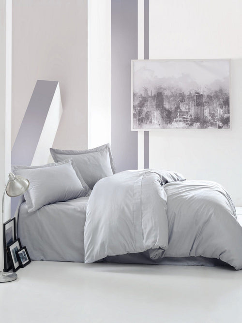 Asir Biancheria Da Letto Di Cotone Raso Premium Elegant Grigio, 200 x 220 cm