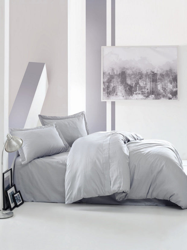 Asir Biancheria Da Letto Di Cotone Raso Premium Elegant Grigio, 200 x 220 cm