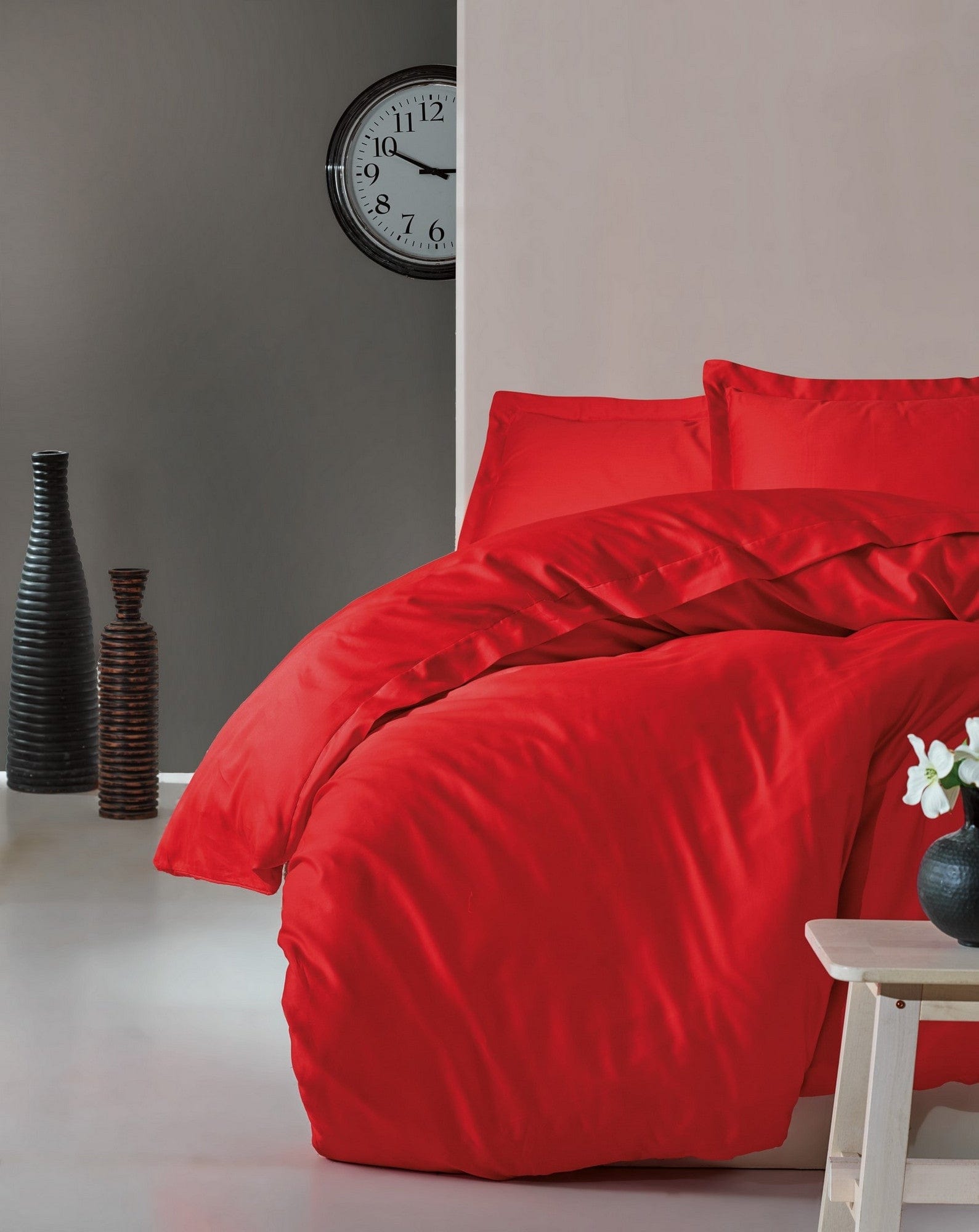 Asir Biancheria Da Letto Di Cotone Raso Premium Elegant Rosso, 200 x 220 cm