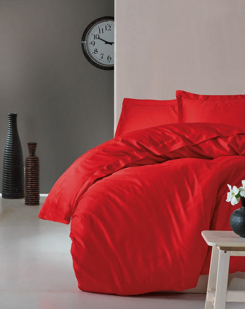 Asir Biancheria Da Letto Di Cotone Raso Premium Elegant Rosso, 200 x 220 cm