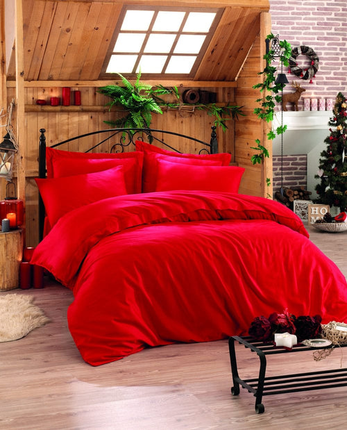 Asir Biancheria Da Letto Di Cotone Raso Premium Elegant V2 Rosso, 200 x 220 cm