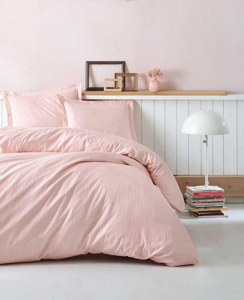 Asir Biancheria Da Letto Di Cotone Raso Premium Stripe Rosa, 200 x 220 cm