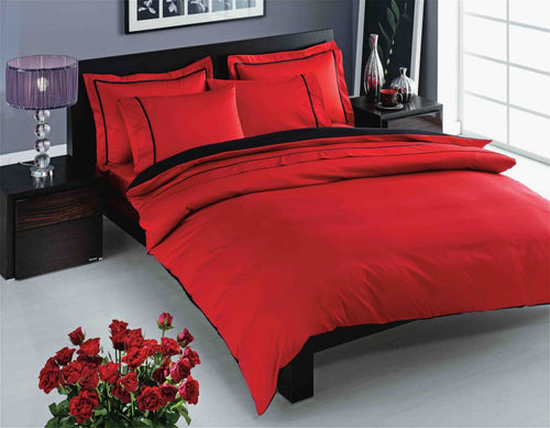 Asir Biancheria Da Letto Di Cotone Raso Prestige Rosso, 200 x 220 cm