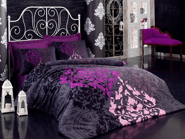 Asir Biancheria Da Letto Di Cotone Raso Purple Vibes Multicolore, 200 x 220 cm