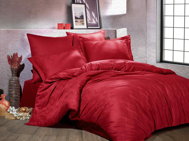 Asir Biancheria Da Letto Di Cotone Raso Samara Rosso, 200 x 220 cm