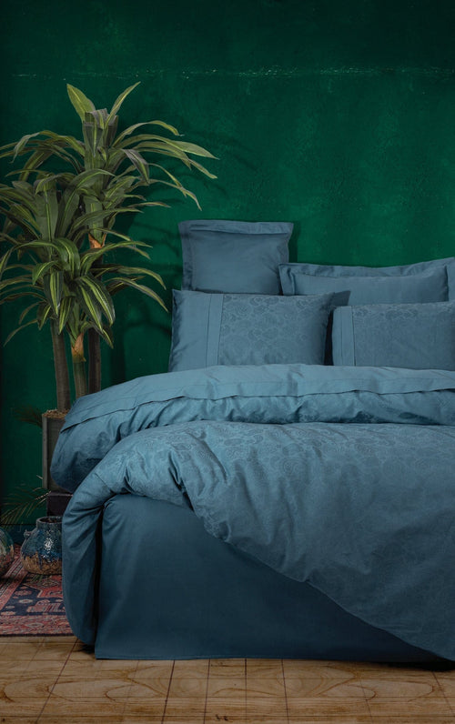 Asir Biancheria Da Letto Di Cotone Raso Sante Blu, 200 x 220 cm