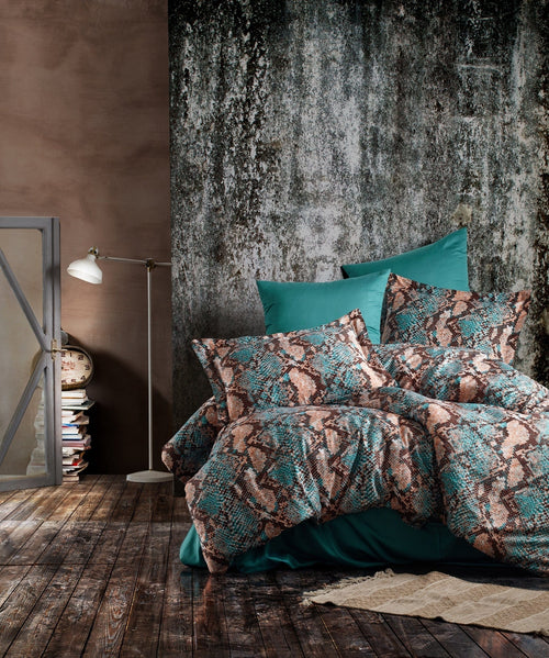 Biancheria Da Letto Di Cotone Raso Snake Taxi Multicolore, 160 x 220 cm