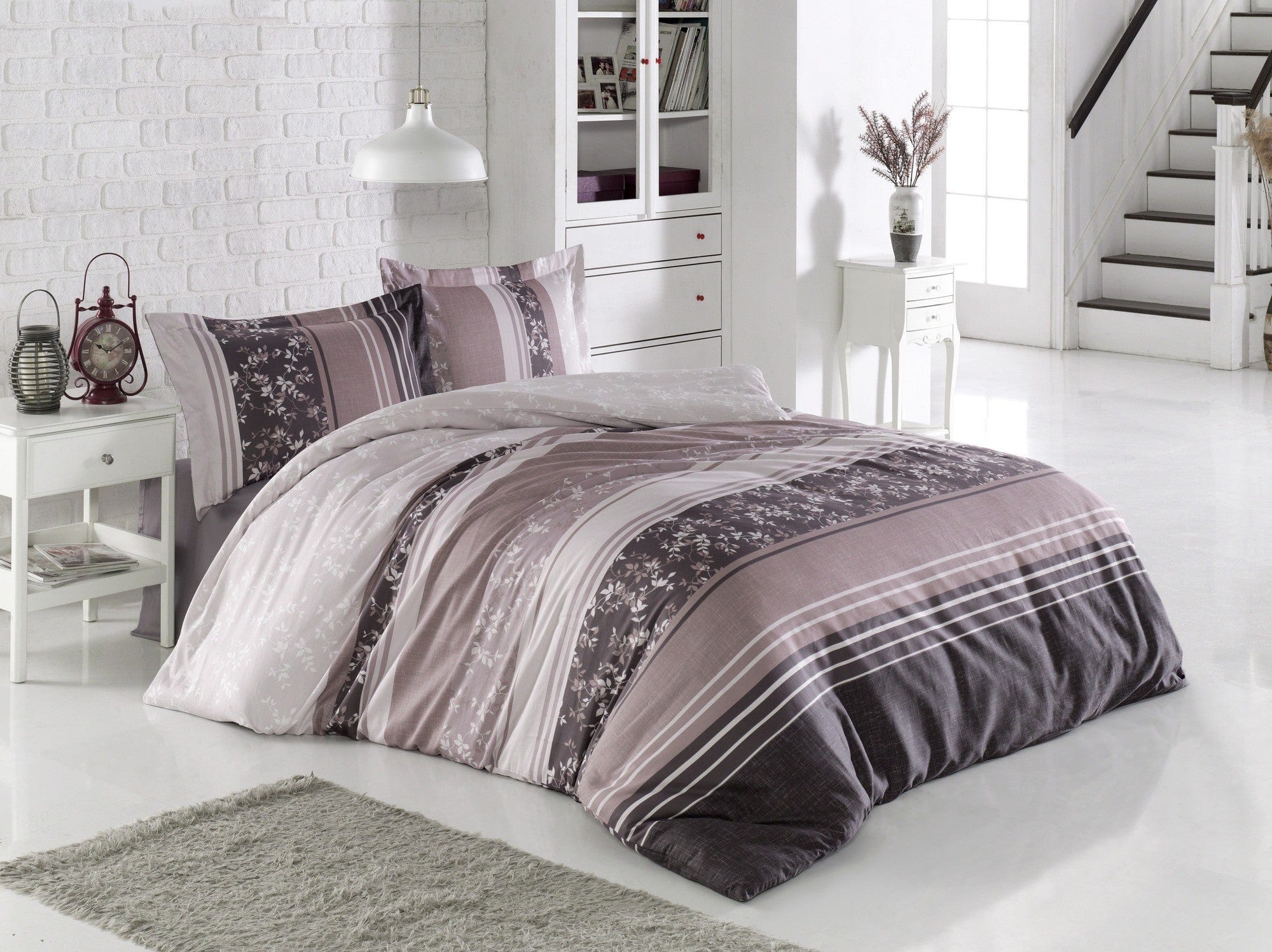Biancheria Da Letto Di Cotone Raso Union Marrone, 200 x 220 cm