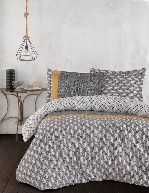 Asir Biancheria Da Letto Di Cotone Raso Veneto Bianco e Nero, 200 x 220 cm