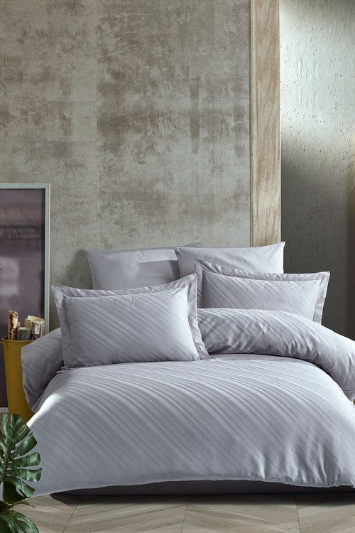 Asir Biancheria Da Letto Di Cotone Raso Venita Grigio, 200 x 220 cm