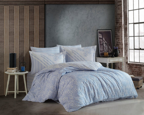 Asir Biancheria Da Letto di cotone Romance Blu, 160 x 220 cm
