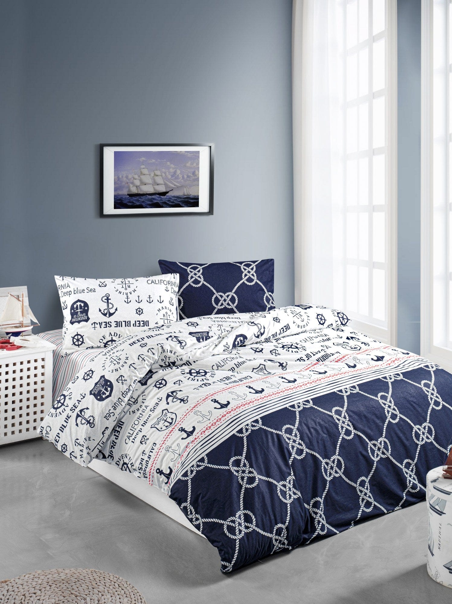 Asir Biancheria Da Letto di cotone Rudder Multicolore, 200 x 220 cm
