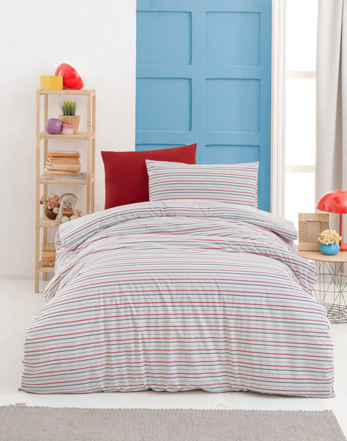 Asir Biancheria Da Letto di cotone Stripe Bianco, 160 x 220 cm