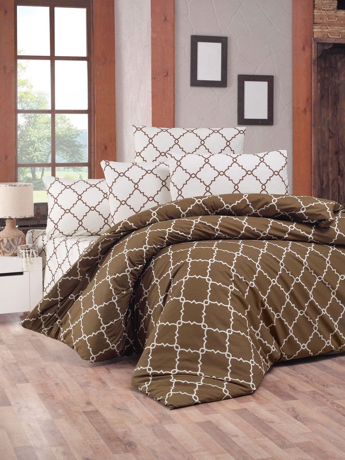 Asir Biancheria Da Letto di cotone Symbol Marrone, 200 x 220 cm